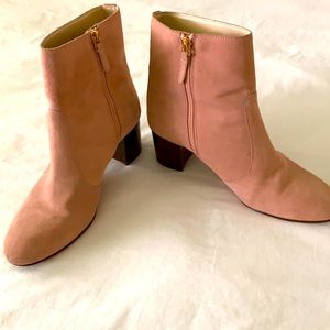 Pink suede booties
